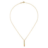 Close-up of the Divine Alignment Gemstone Chakra Necklace, showcasing its vibrant gemstones aligned vertically, ideal for meaningful and symbolic spiritual jewelry, enhancing your mantra practice and protective energy.