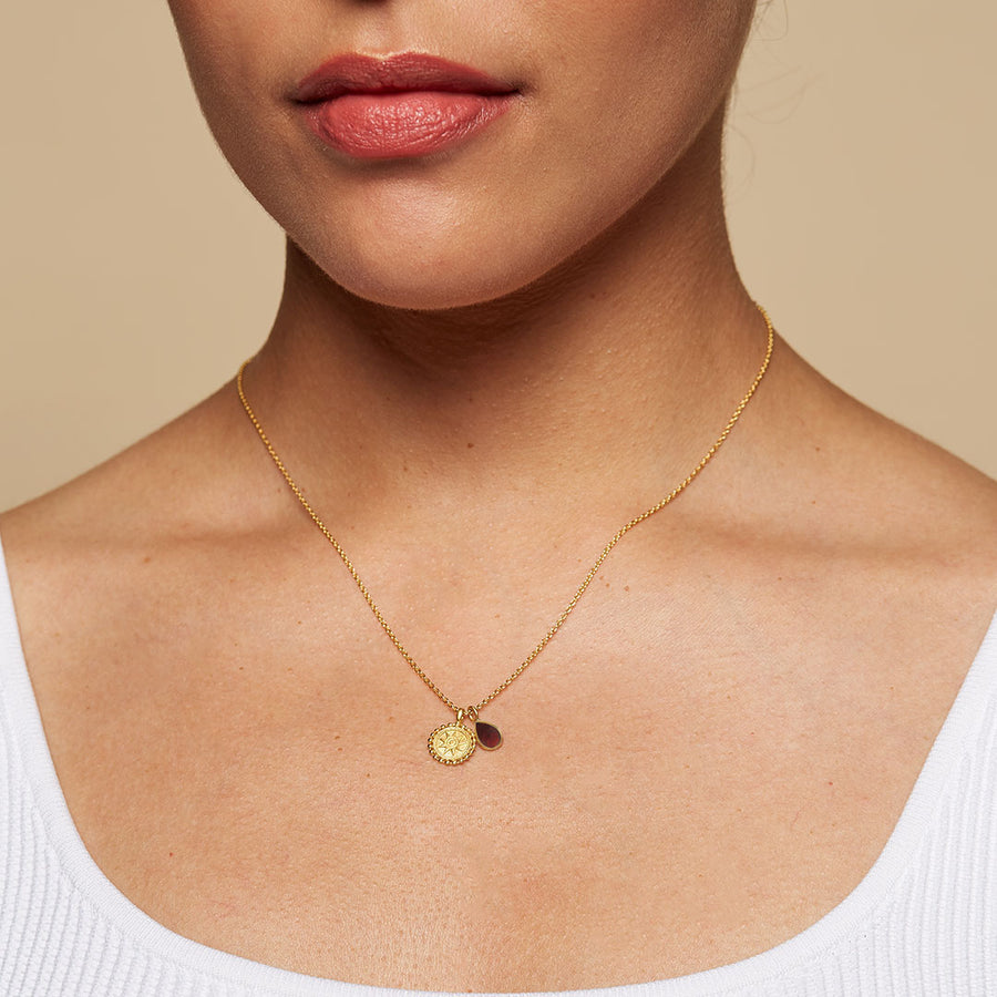 January Garnet Birthstone Mandala Necklace