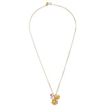 Ganesha Hindu God, Loving Harmony Necklace featuring an 18kt gold plated charm with rose quartz and cherry quartz accents. This piece embodies spiritual jewelry perfect for meditation gifts and yoga practices, symbolizing meaningful connections, manifestation, and protection during spiritual journeys.