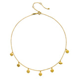 Close-up view of the Aligned in Harmony Chakra Choker, showcasing its intricate design with gold-plated chakra symbols. This necklace represents spiritual jewelry, perfect for meditation and a meaningful addition to any zodiac or yoga enthusiast's collection.