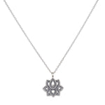 Journey Forward Lotus Silver Necklace showcasing an intricately designed lotus pendant, symbolizing new beginnings and potential. Ideal for spiritual jewelry practices, meditation, and as a meaningful talisman for manifestation.