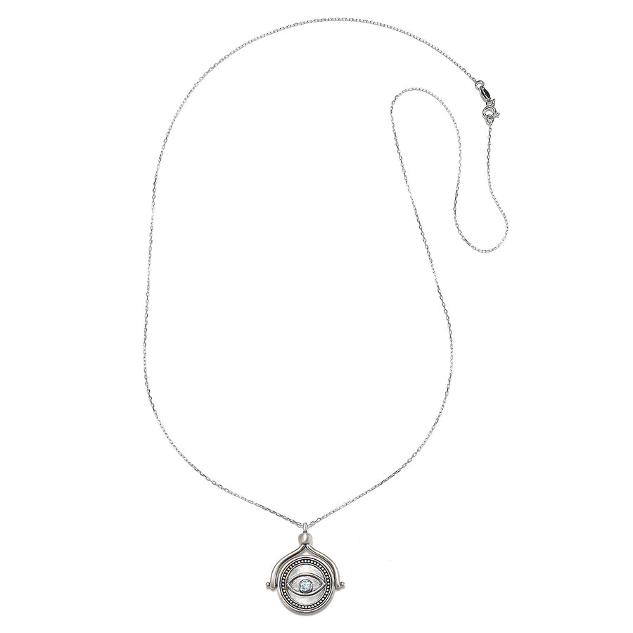 In Safekeeping Hamsa & Eye Silver Spinning Necklace