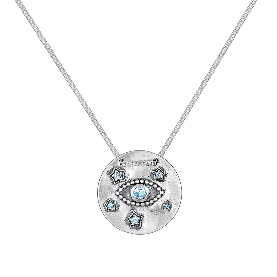 Watchful Guardian Eye Silver Coin Necklace