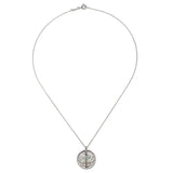 Close-up of the Divine Alignment Gemstone Chakra Silver Necklace, displaying the vibrant gemstones representing the chakras, perfect for those seeking protective amulets and sacred adornments for enhanced meditation and spiritual practices.