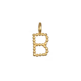 An elegant Initial Letter Charm shaped as the letter 'B', made from 18kt gold plating, symbolizing protection and intention in spiritual jewelry pursuits.