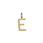 Initial Letter Charm 'E' made from 18kt gold plated brass, adding a unique touch to your collection. Embrace the deeper meaning of this spiritual jewelry charm as it aligns with themes like meditation and manifestation, supporting your spiritual practices.