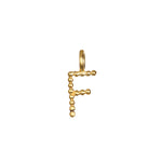 Initial Letter Charm 'F' crafted from 18kt gold plated brass, enhancing your personal style with its meaningful design. This charm reflects the essence of spiritual jewelry, lending itself to meditation, manifestation, and providing protection in your lifestyle.