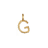 Initial Letter Charm featuring the letter 'G', crafted from 18kt gold plated brass. Perfect for adding a personal touch to your spiritual jewelry collection for meditation and meaningful manifestations.