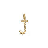 Initial Letter Charm featuring the letter 'J', made of 18kt gold plated brass. A beautiful piece for your meaningful spiritual jewelry collection, ideal for manifestation and wellness.