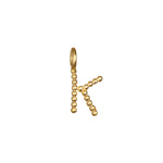 Initial Letter Charm designed as a unique 'K', a great addition to your spiritual jewelry collection, serving as a beautiful talisman for meditation and zodiac meanings.