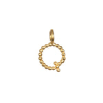 Initial Letter Charm designed as a gold-plated 'Q', perfect for personalized spiritual jewelry. This lovely charm enhances your yoga practice and serves as a meaningful representation of manifestation and spiritual connection.