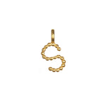 Initial Letter Charm featuring a gold-plated 'S', adding a unique personal touch to your spiritual jewelry setup. This charming piece is great for malas, embodying the spirit of meditation, yoga, and meaningful manifestation.