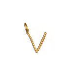 Initial Letter Charm shaped like the letter V, designed with 18kt gold plated brass, this charm is a meaningful addition to your collection of spiritual jewelry for manifestation and protection.