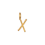 Initial Letter Charm styled like the letter X, made from 18kt gold plated brass, a unique piece that adds meaning to your spiritual jewelry collection, perfect for meditation and manifestation.