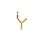 Initial Letter Charm 'Y' crafted from 18kt gold plated brass, perfect for adding a personal touch to your jewelry collection. This spiritual jewelry charm embodies meaningful connections and is ideal for meditation, manifesting, and protection.