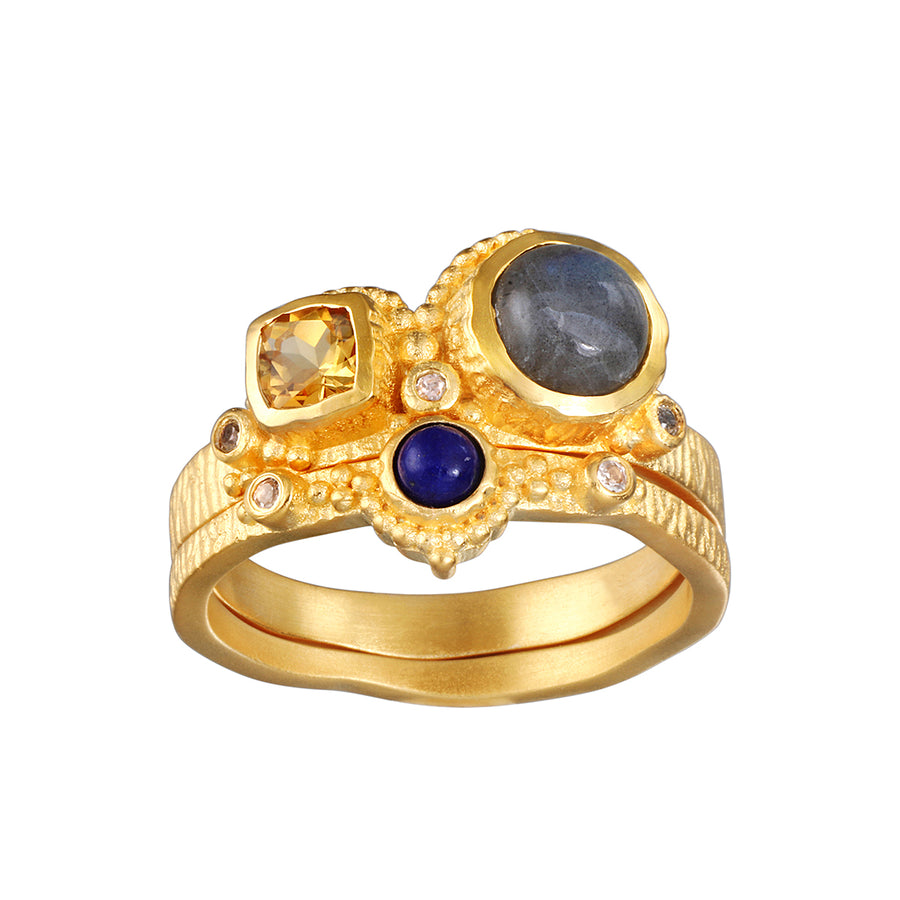 Vibrant Beauty Cluster Gemstone Ring Set