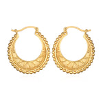 Interwoven Gold Hoop Earrings displayed with intricate details; this spiritual jewelry symbolizes connection and unity, perfect for meditation and manifestation. Ideal for those interested in meaningful talismans and yoga practices.
