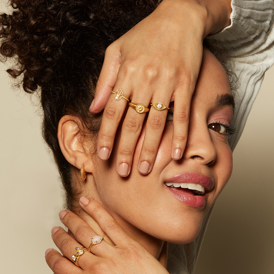 Spring 22 lotus gemstone rings