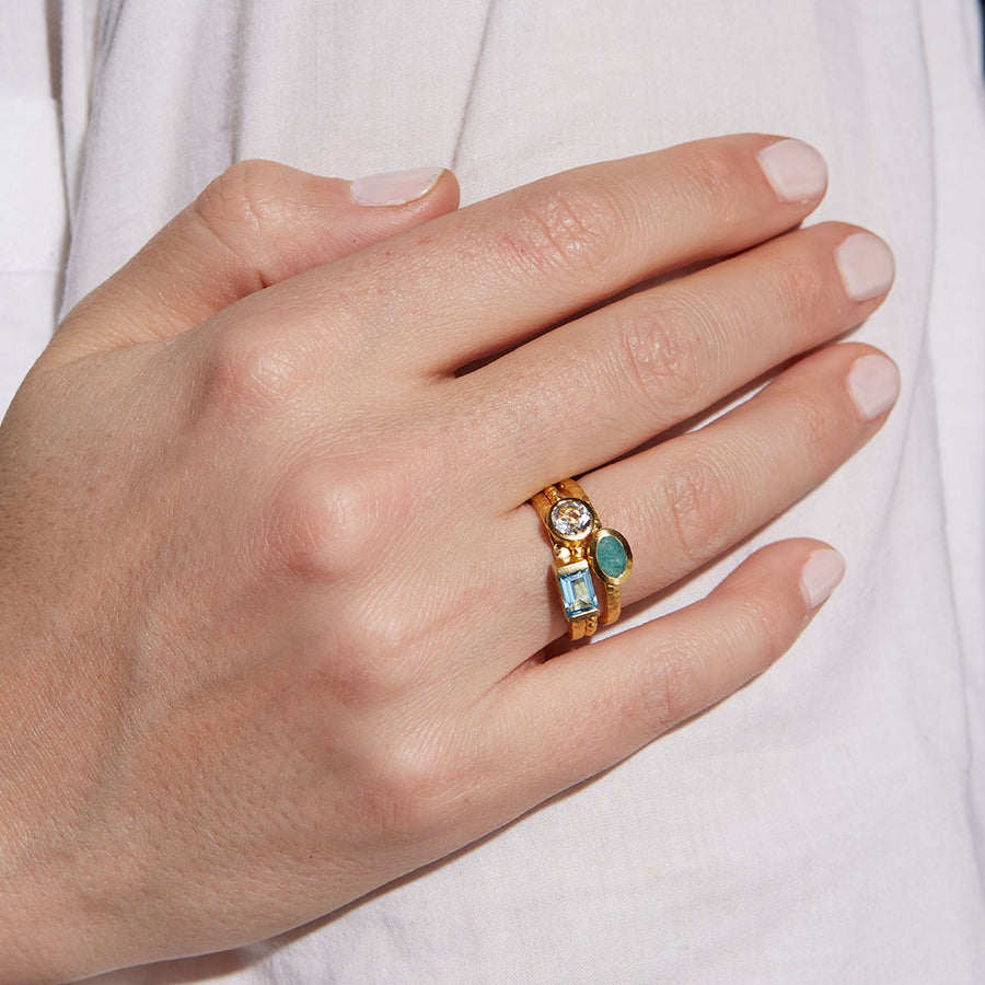 Speak with Love Blue Topaz Gold Ring