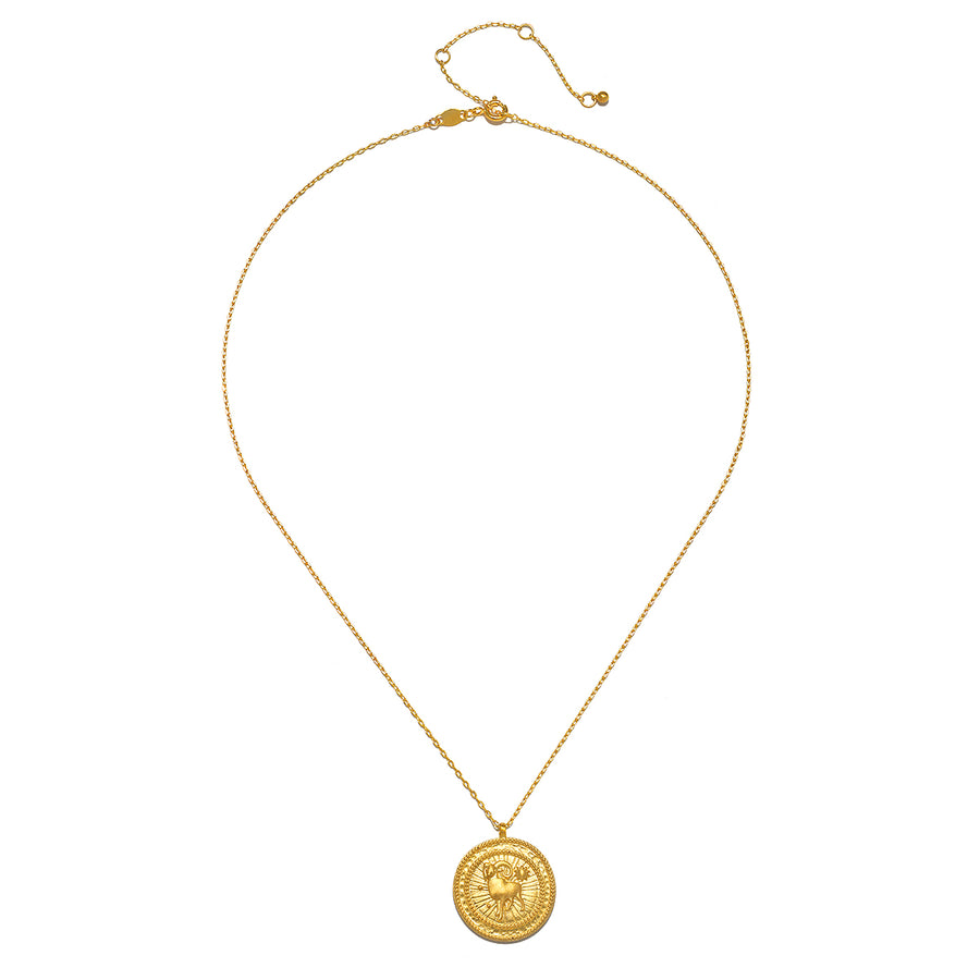 Aries Gold Zodiac Coin Necklace