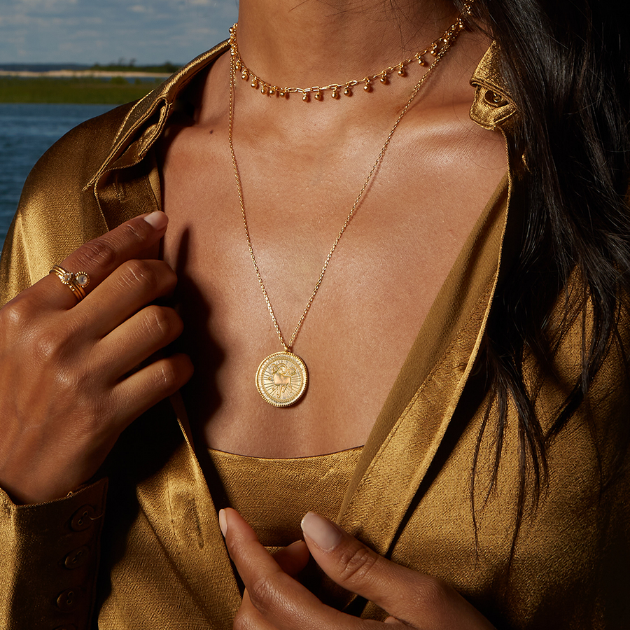 Aries Gold Zodiac Coin Necklace