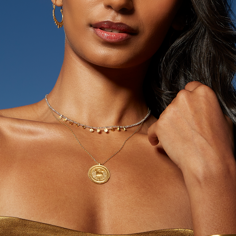 Aries Gold Zodiac Coin Necklace