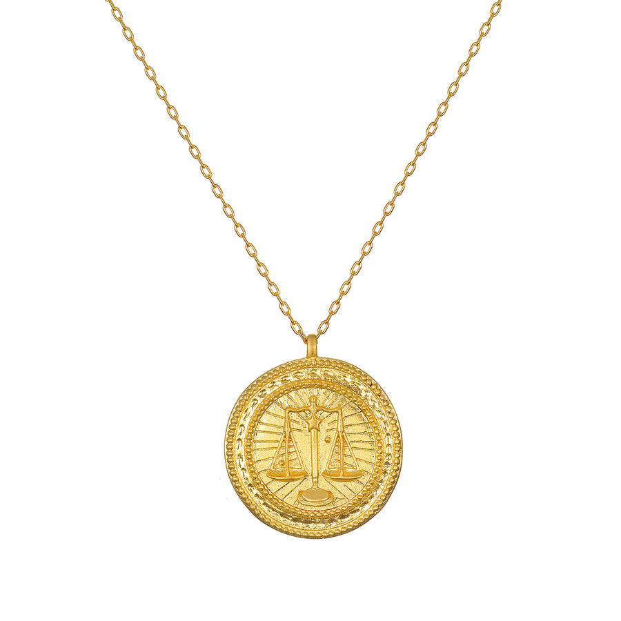 Libra Gold Zodiac Coin Necklace
