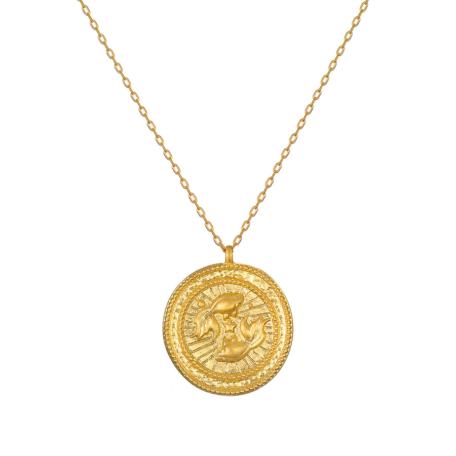 Pisces Gold Zodiac Coin Necklace