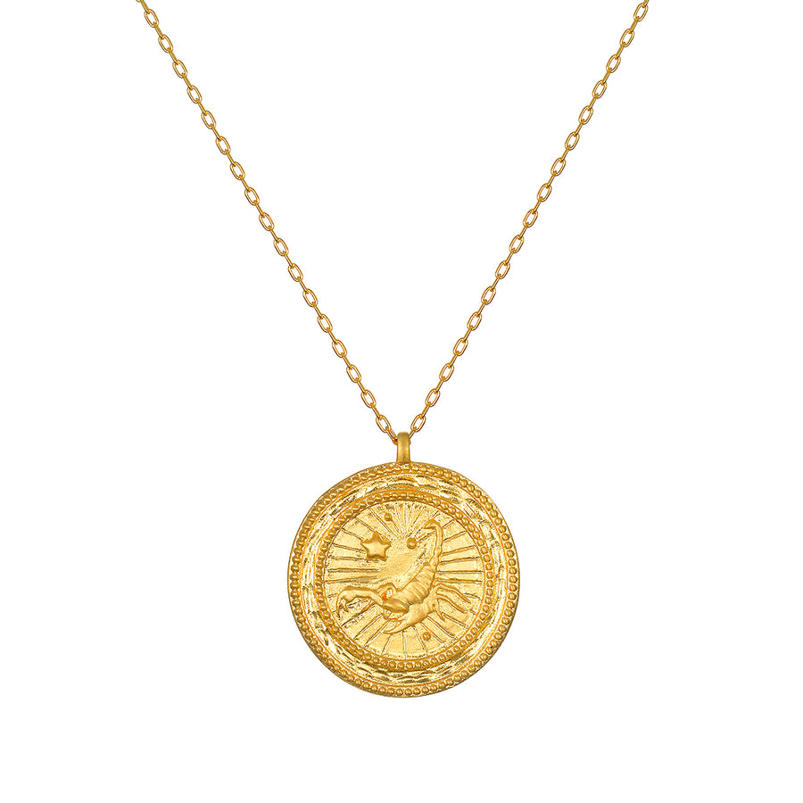 Scorpio Gold Zodiac Coin Necklace