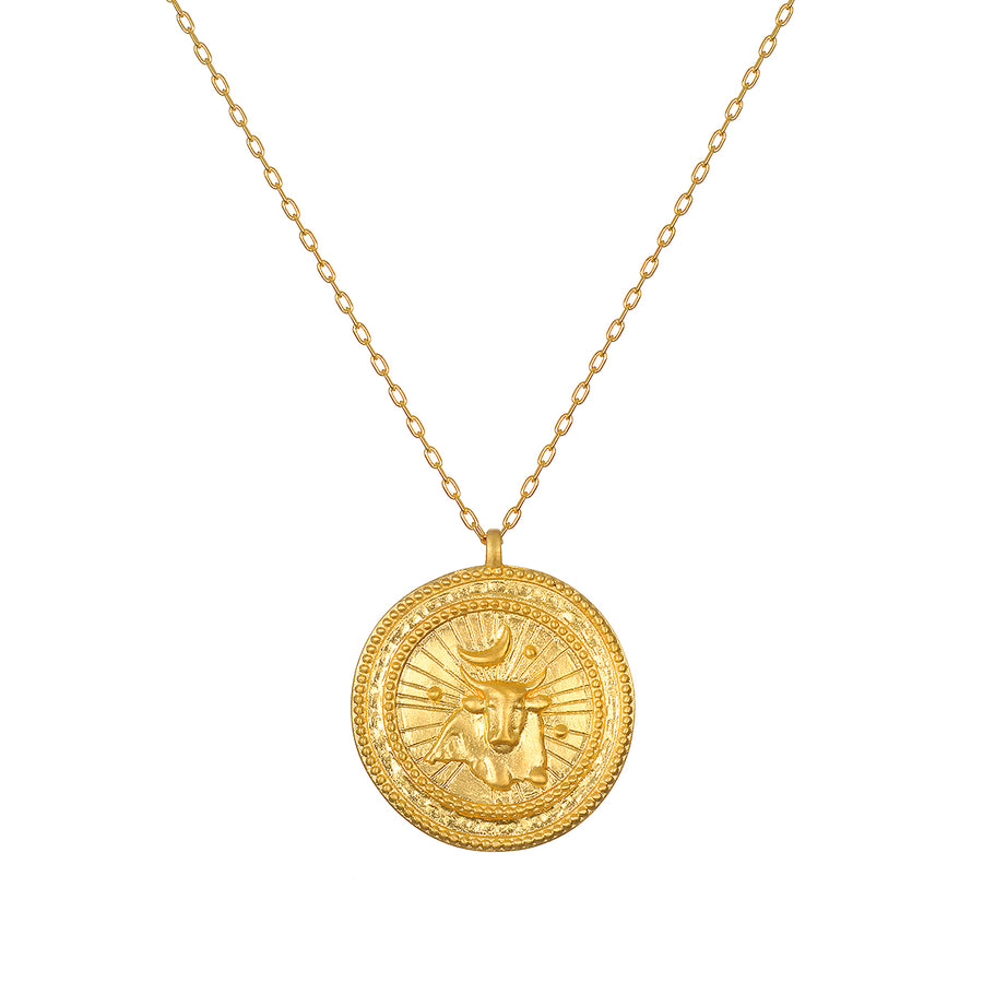 Taurus Gold Zodiac Coin Necklace