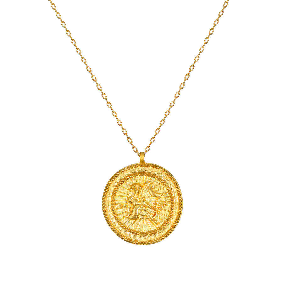 Virgo Gold Zodiac Coin Necklace