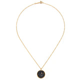 Elegant Aquarius Zodiac Necklace with a dark stone pendant, created by Satya Jewelry. This piece of spiritual jewelry serves as a meaningful symbol for those practicing yoga, meditation, and seeking protective charm for spiritual enhancement.