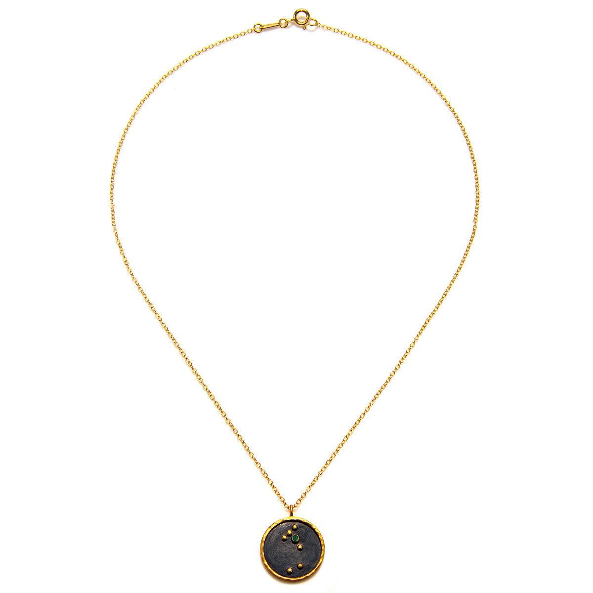 Taurus Zodiac Necklace featuring a circular pendant with a minimalist design, perfect for spiritual jewelry enthusiasts. This meaningful piece serves as a protective amulet and is ideal for meditation gifts, yoga, and mantra practices, symbolizing the Taurus zodiac's connection to self-love and emotional security.
