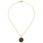 Taurus Zodiac Necklace featuring a circular pendant with a minimalist design, perfect for spiritual jewelry enthusiasts. This meaningful piece serves as a protective amulet and is ideal for meditation gifts, yoga, and mantra practices, symbolizing the Taurus zodiac's connection to self-love and emotional security.