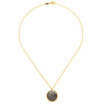 Gemini Zodiac Necklace featuring an elegant circular pendant on a fine chain, embodying the essence of zodiac symbolism and serving as a meaningful piece for spiritual practices and meditation gifts.