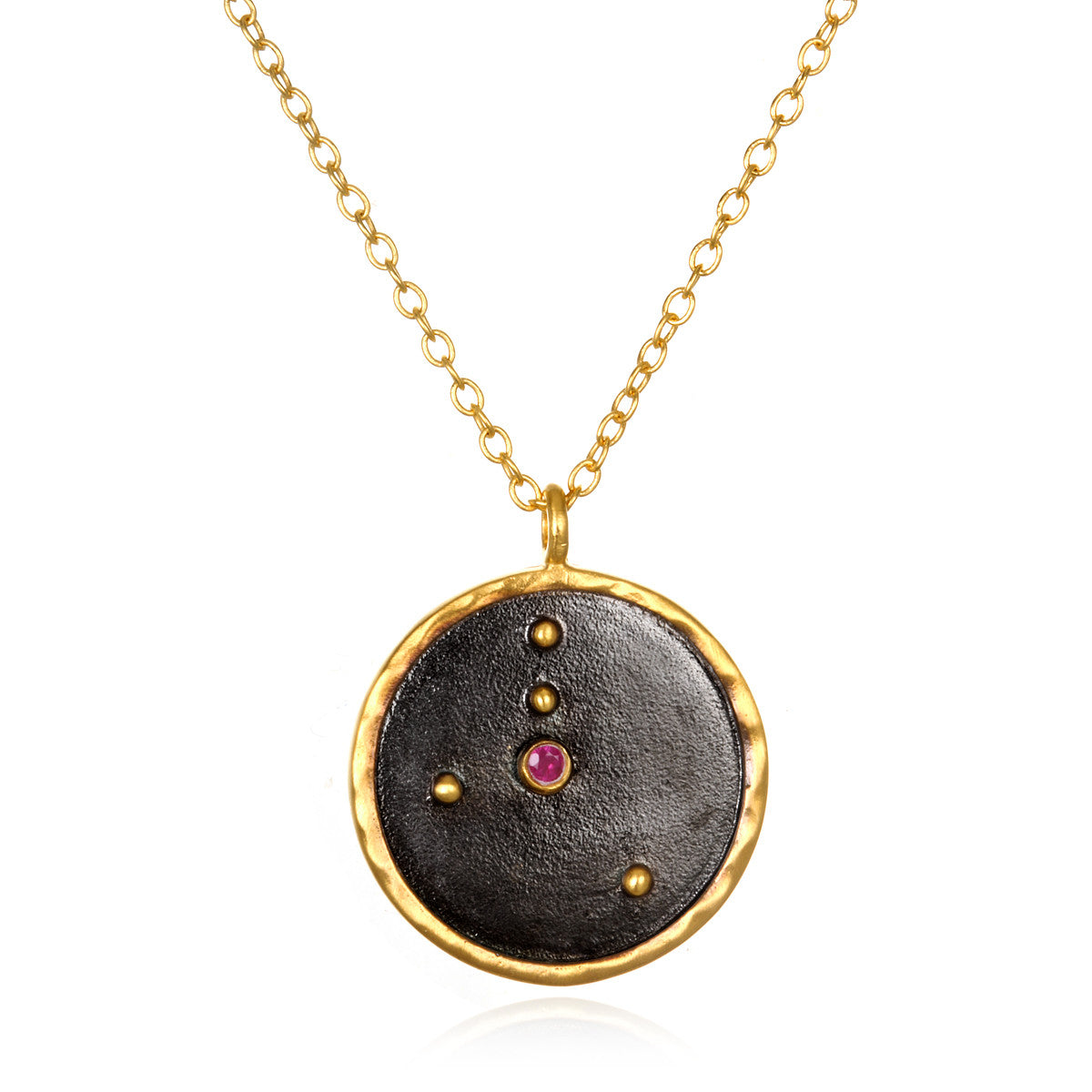 The Cancer Zodiac Necklace features a beautiful pendant with a ruby stone, embodying spiritual jewelry. This meaningful amulet is perfect for meditation gifts and yoga enthusiasts, symbolizing protection and sacred energy. Embrace manifestation and the deep meanings of your zodiac sign with this stunning piece.