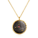 The Cancer Zodiac Necklace features a beautiful pendant with a ruby stone, embodying spiritual jewelry. This meaningful amulet is perfect for meditation gifts and yoga enthusiasts, symbolizing protection and sacred energy. Embrace manifestation and the deep meanings of your zodiac sign with this stunning piece.