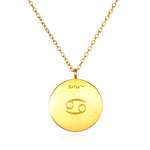 Elegant Cancer Zodiac Necklace featuring a polished pendant with the Cancer symbol, ideal for mantra meditations and as a symbolic amulet for manifestation.