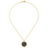 Front view of a Cancer Zodiac Necklace with a black pendant embellished with red stones, emphasizing its significance as a protective piece of spiritual jewelry.