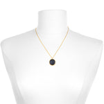 Virgo Zodiac Necklace worn on a mannequin, highlighting its unique black pendant with gold detailing, symbolizing protection and meaningful significance, an ideal gift for yoga practitioners and those seeking spiritual connection.