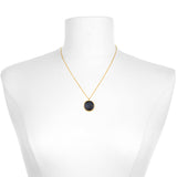 Virgo Zodiac Necklace worn on a mannequin, highlighting its unique black pendant with gold detailing, symbolizing protection and meaningful significance, an ideal gift for yoga practitioners and those seeking spiritual connection.