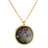 Virgo Zodiac Necklace featuring a black pendant with sapphire accent, embodying spiritual jewelry and symbolism for manifestation and protection, ideal as a meaningful gift for meditation or yoga enthusiasts.