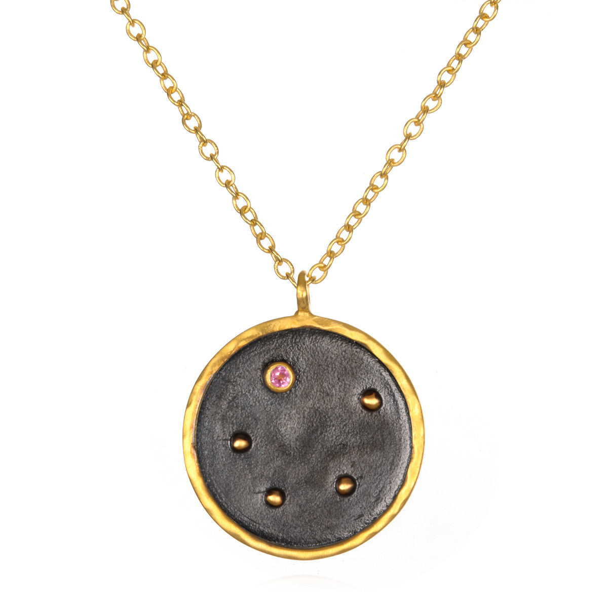 Libra Zodiac Necklace featuring a unique design with a pink tourmaline gemstone, symbolizing balance and harmony in spiritual jewelry. A perfect gift for meditation, yoga practice, and meaningful connections.
