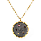 Libra Zodiac Necklace featuring a unique design with a pink tourmaline gemstone, symbolizing balance and harmony in spiritual jewelry. A perfect gift for meditation, yoga practice, and meaningful connections.
