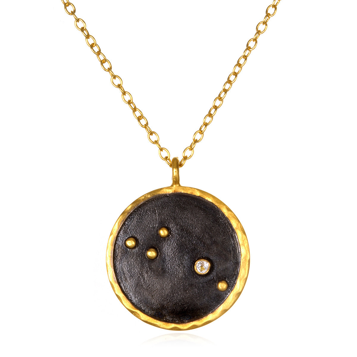 Aries Zodiac Necklace featuring a unique design with a gold plate finish and a small gemstone, symbolizing resilience and passion. This spiritual jewelry piece is perfect for meditation gifts, embodying the meaning of personal growth and empowerment. Ideal for yoga practice, it serves as a meaningful and protective amulet, capturing the essence of the Aries zodiac sign.