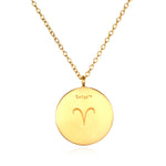 Aries Zodiac Necklace in gold featuring a Ram symbol, perfect for spiritual jewelry and meditation gifts. This meaningful amulet symbolizes strength and protection, ideal for yoga enthusiasts and those who appreciate zodiac meanings.