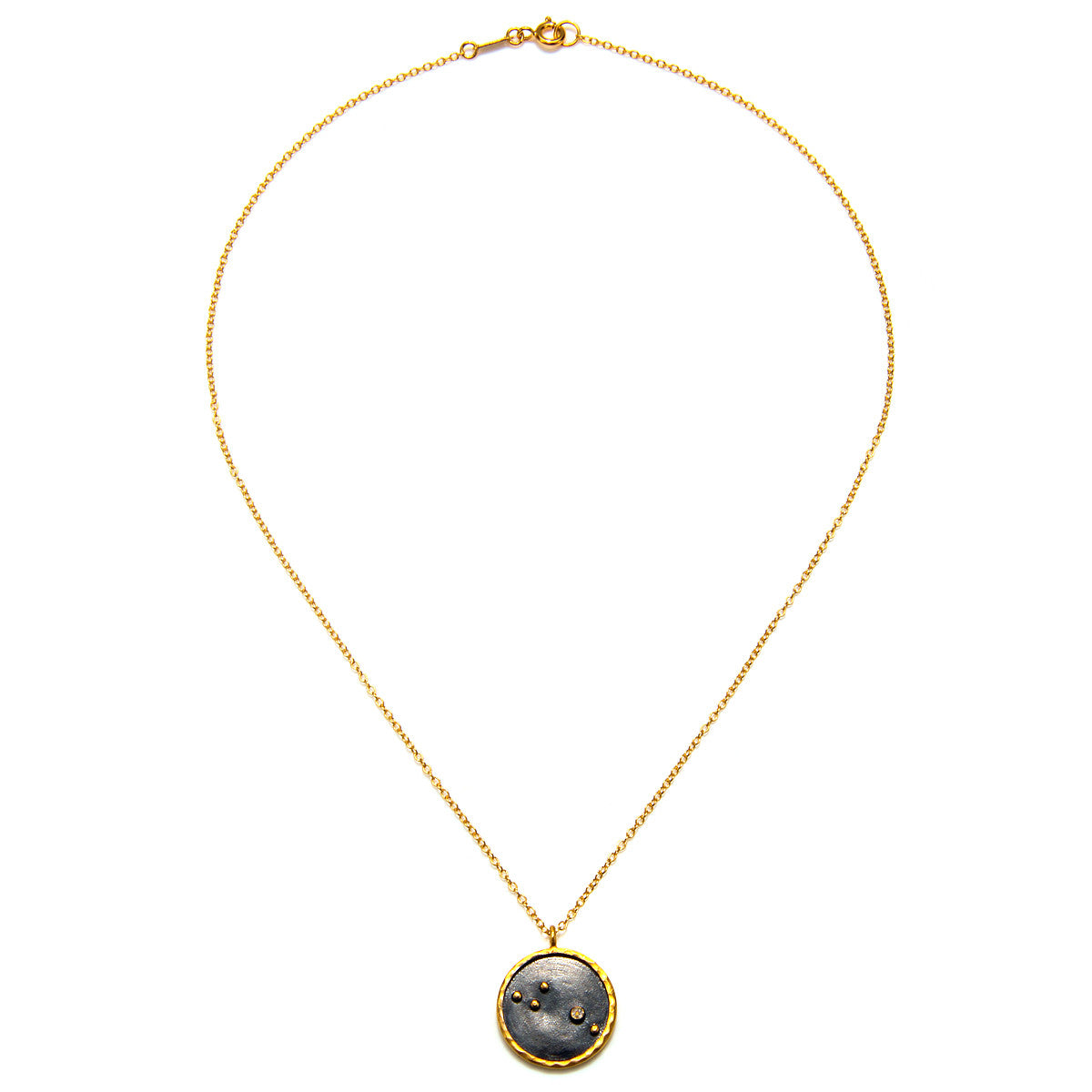 Elegant necklace with a dark gemstone pendant, embodying the essence of spiritual jewelry and meaningful meditation gifts. This Aries Zodiac Necklace serves as a unique amulet for manifestation and yoga practices, reflecting its sacred and protective qualities.