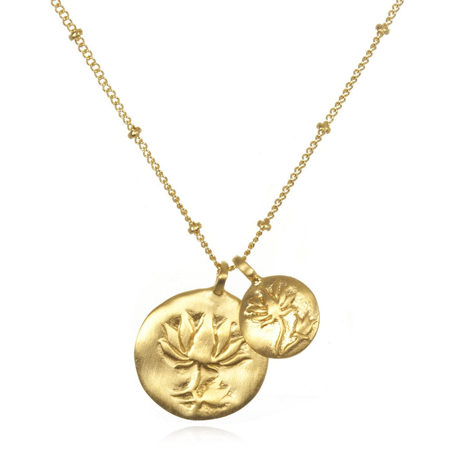 Gold Lotus Necklace - Two Blooms - Satya Online